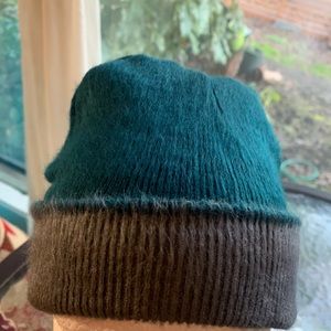 Dark Teal & Dusty Light Gray Alpaca Acrylic Beanie Cap Comfy Warm Ecuadorean Hat